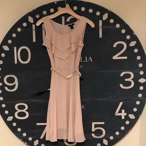 H&M blush pink ruffle dress with belt